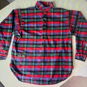 Kids Red Plaid Button-Up Shirt with Classic Collar